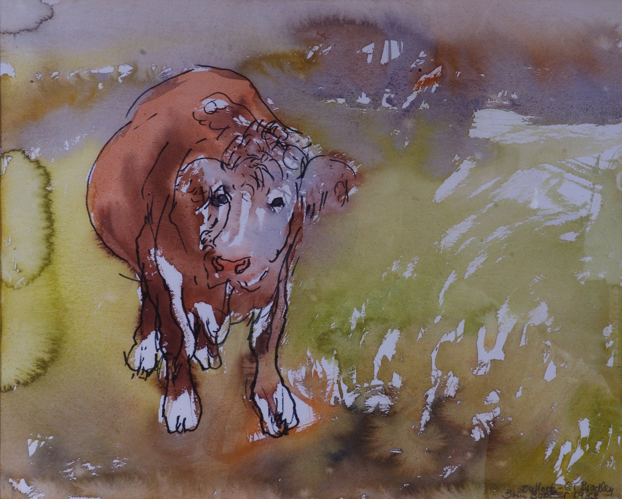 The Bullock, 1983 (kynä ja muste wc:llä paperilla) tekijältä Brenda Brin Booker
