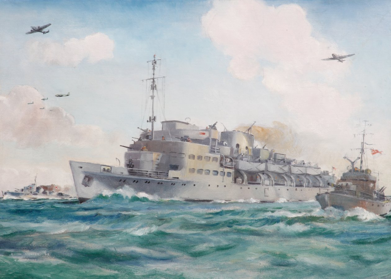 HMS Prins Albert matkalla Dieppeen mukanaan Commando nro 4, 19. elokuuta 1942 tekijältä Brian Joseph Mullen