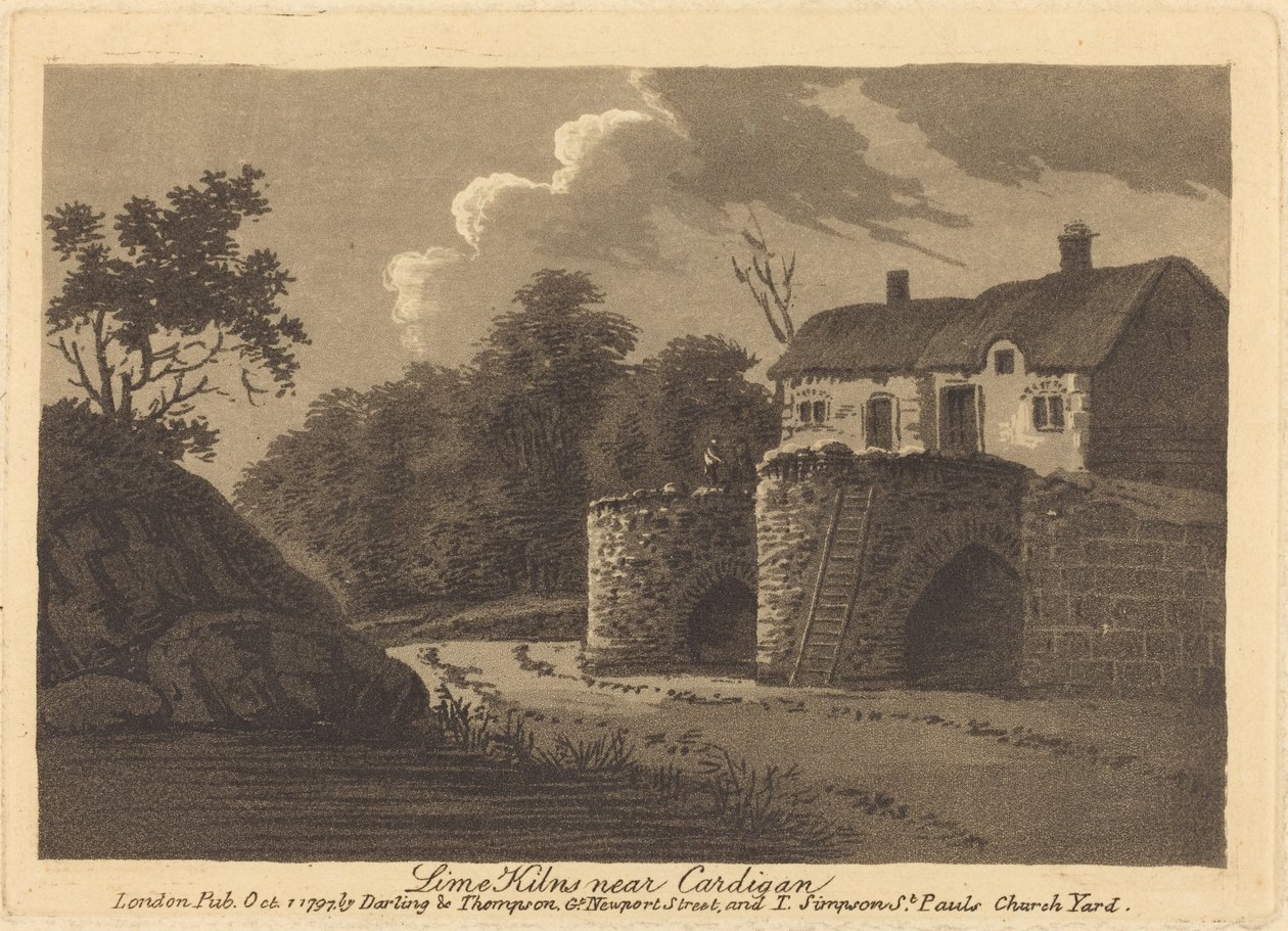 Kalkkiuunit lähellä Cardigania tekijältä British 18th Century