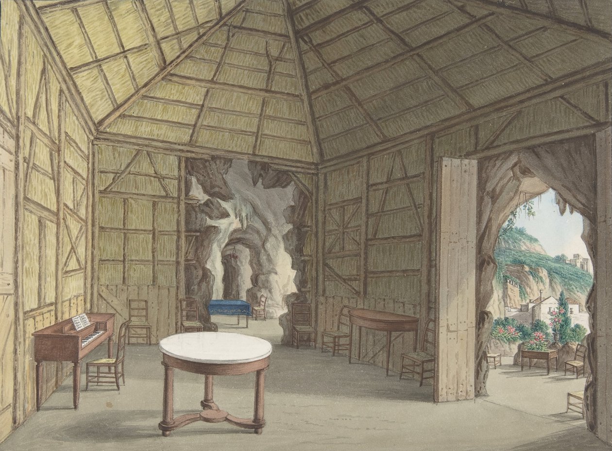 Ruokasali, Villa Barbaja, Napoli, 1800-1870. tekijältä British Anonymous 19th Century.