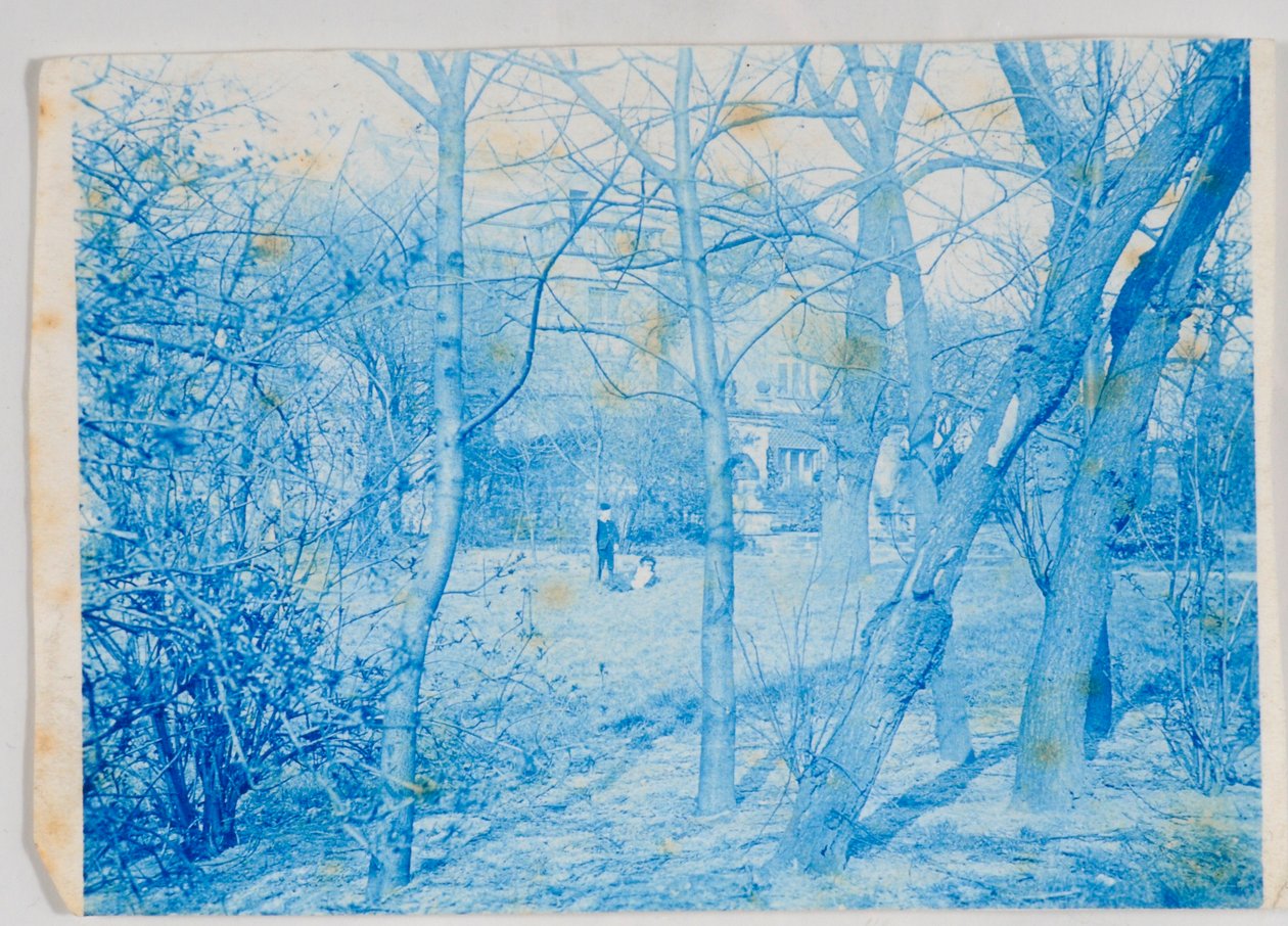 Elaine ja Lancelot Grimshaw Knostrop Hallin alueella (syanotypia) tekijältä British Photographer
