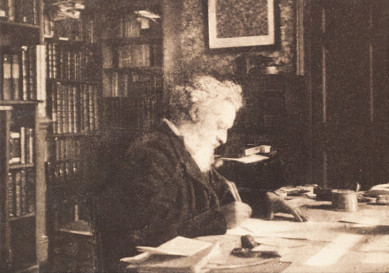 William Morris kirjastossaan Kelmscott Housessa, Hammersmith tekijältä British Photographer