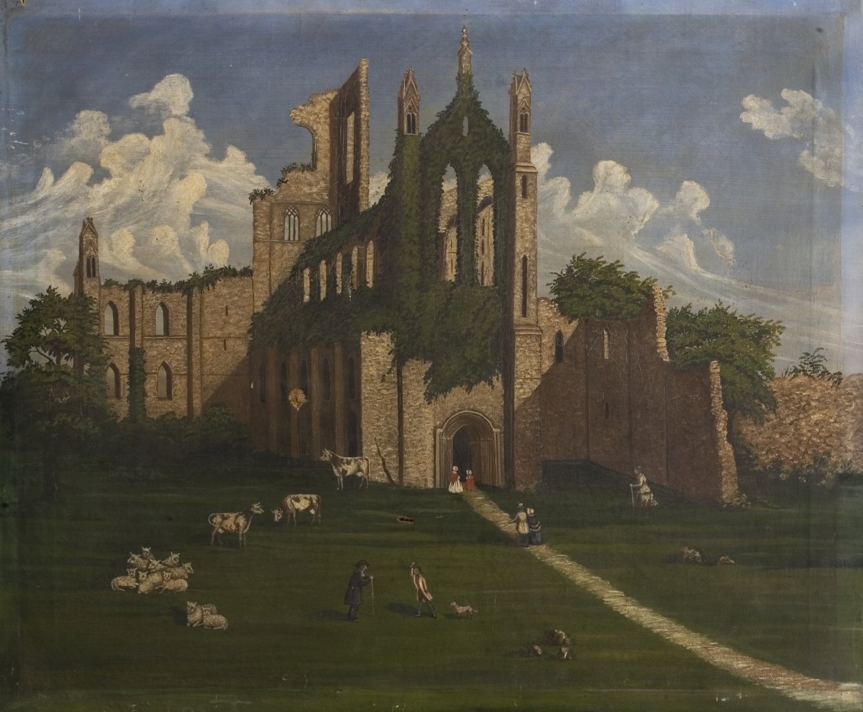 A Ruined Abbey, 1800-luvun puoliväli (öljy kankaalle) tekijältä British School