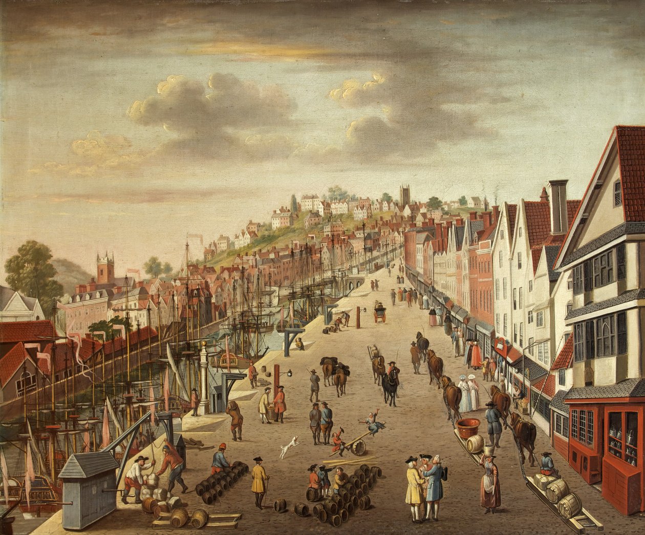 Broad Quay, Bristol, n. 1760 (öljy kankaalle) tekijältä British School