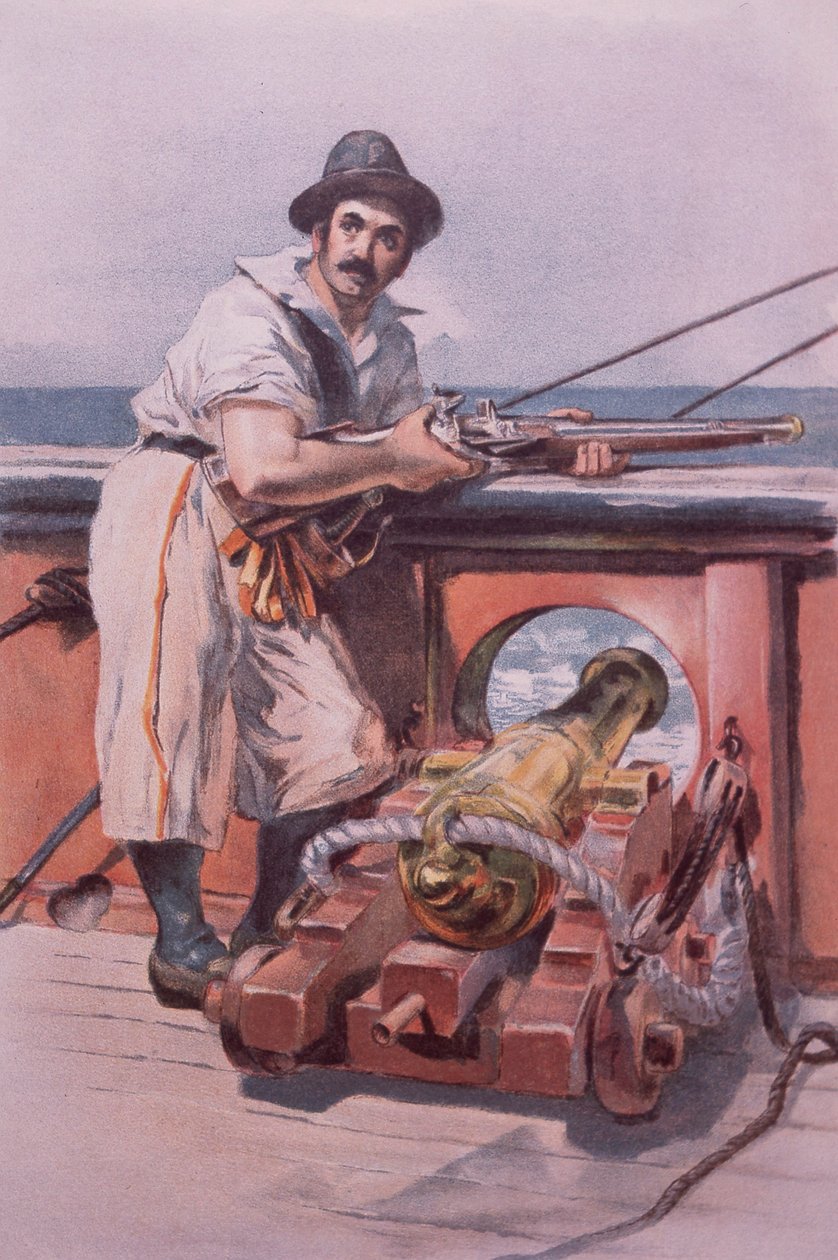 Englantilainen merimies vuodelta 1650 (väri litho) tekijältä British School