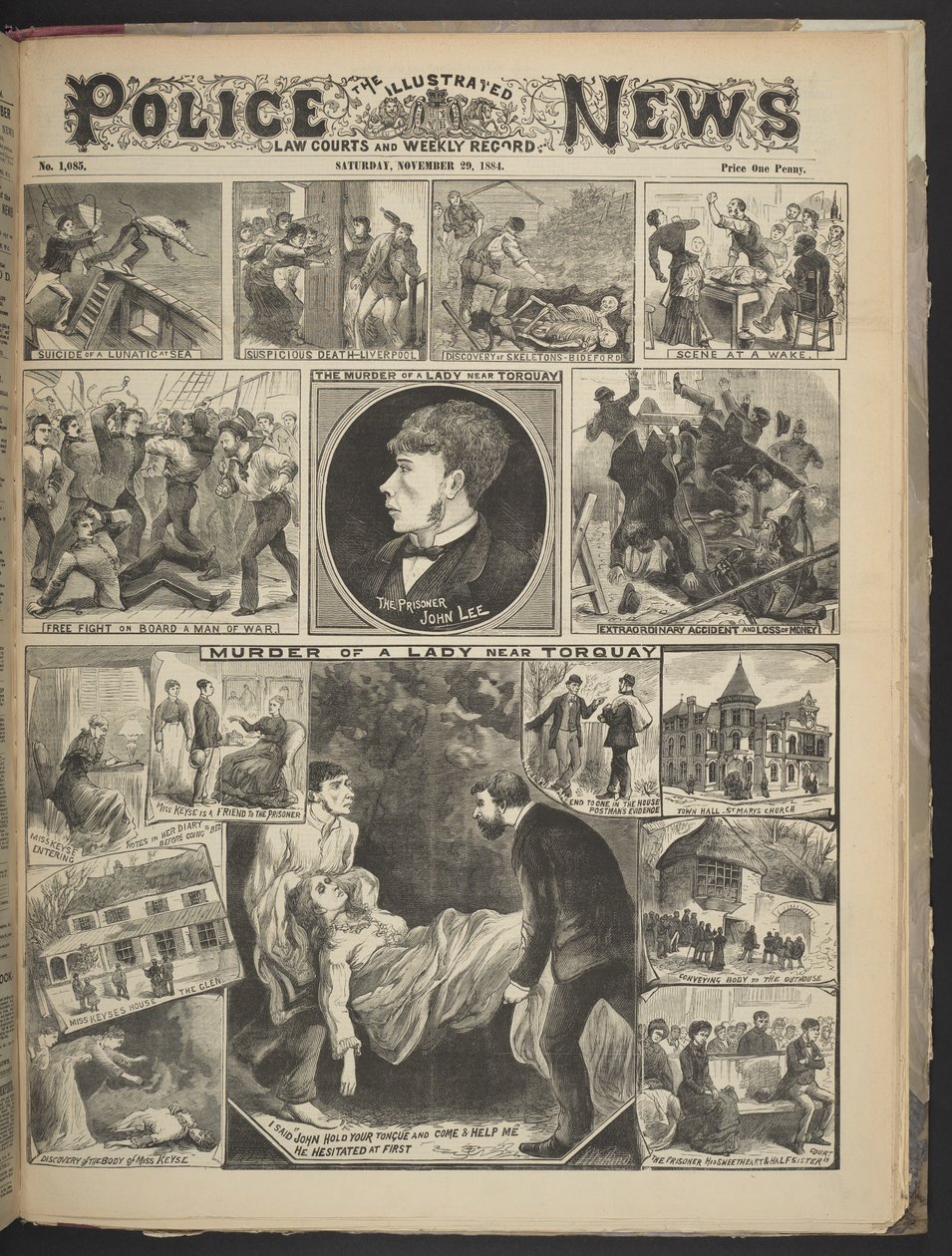 Illustrated Police News -lehden etukansi, 29. marraskuuta 1884 (litho) tekijältä British School