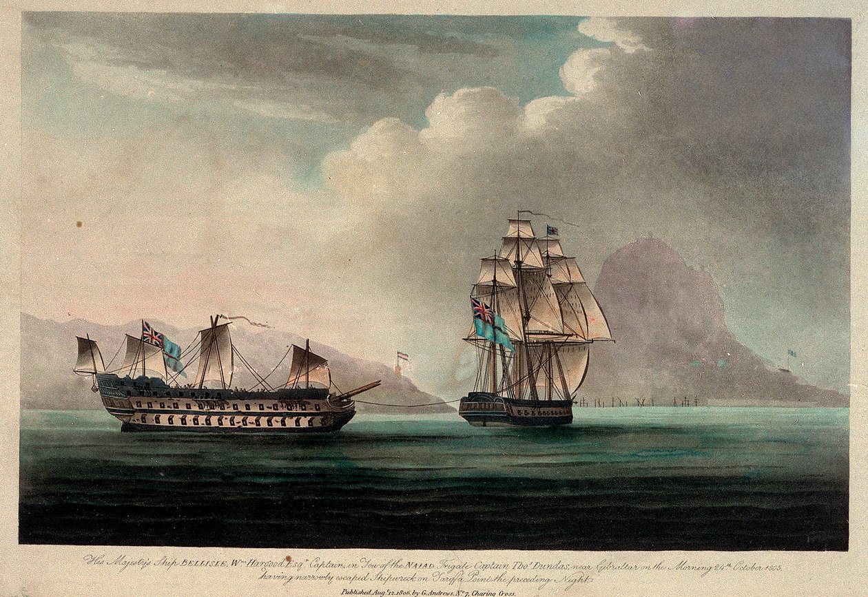 HMS "Bellisle" lähellä Gibraltaria, 24. lokakuuta 1805. tekijältä British School