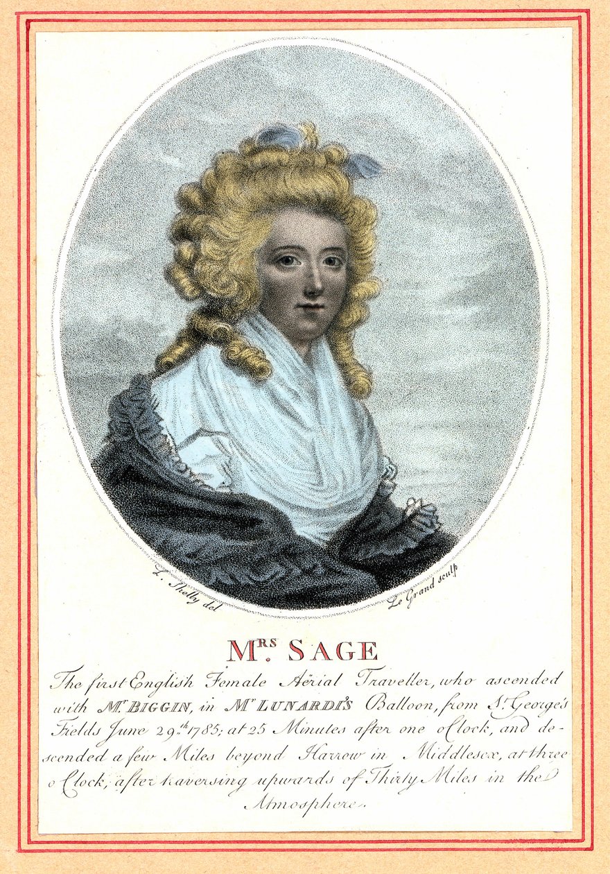 Laetitia Sage, ensimmäinen englantilainen naislentäjä, 1700-luvun loppu. tekijältä British School