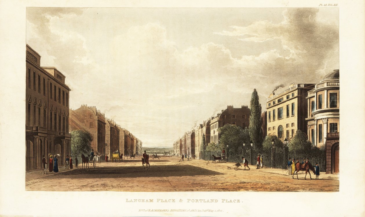 Langham Place ja Portland Place, Regent Streetin (A4201 Road) jatke pohjoiseen, Lontoo tekijältä British School