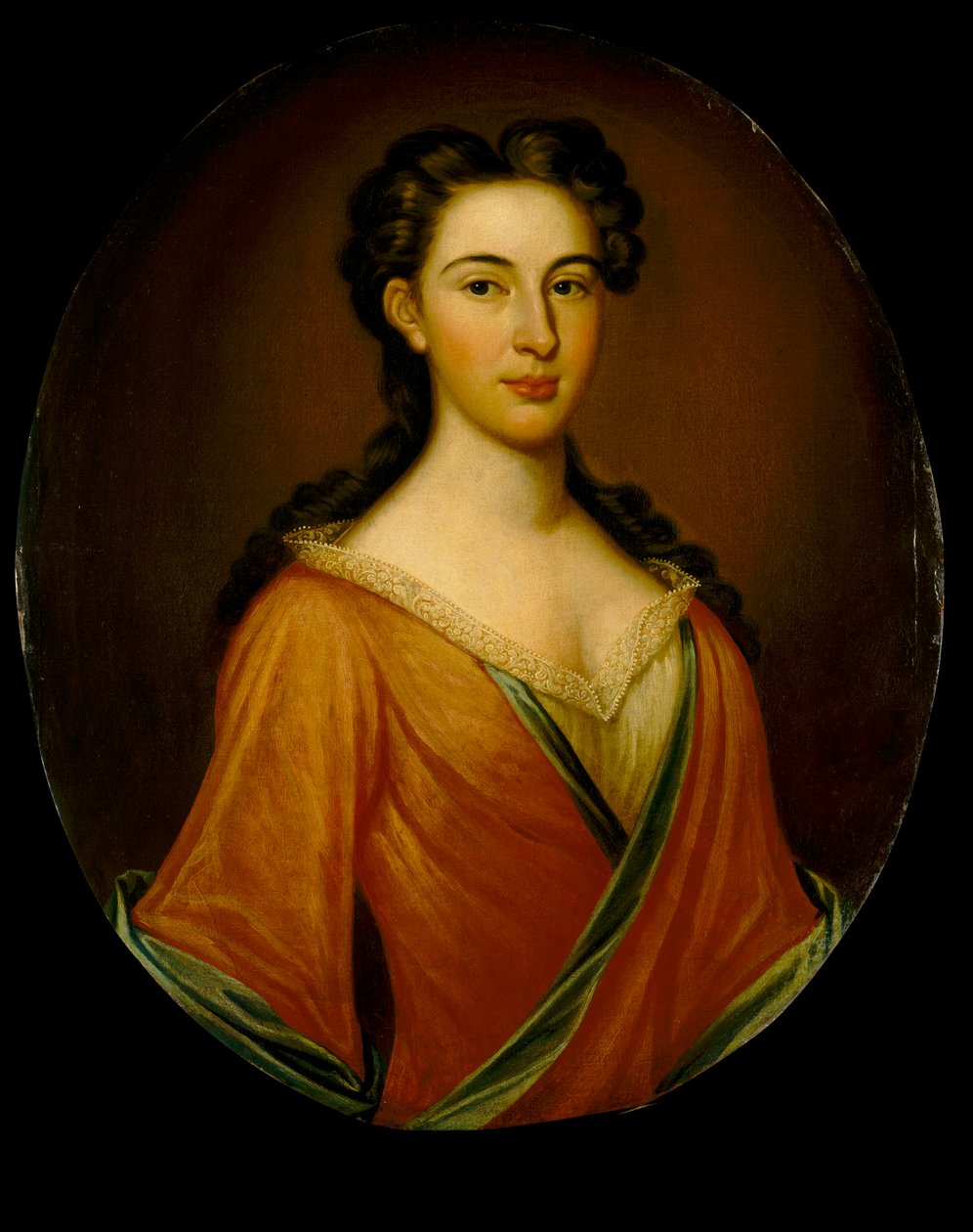 Rouva Edmund Nelson (1698-1789), noin 1720 (öljy kankaalle). tekijältä British School
