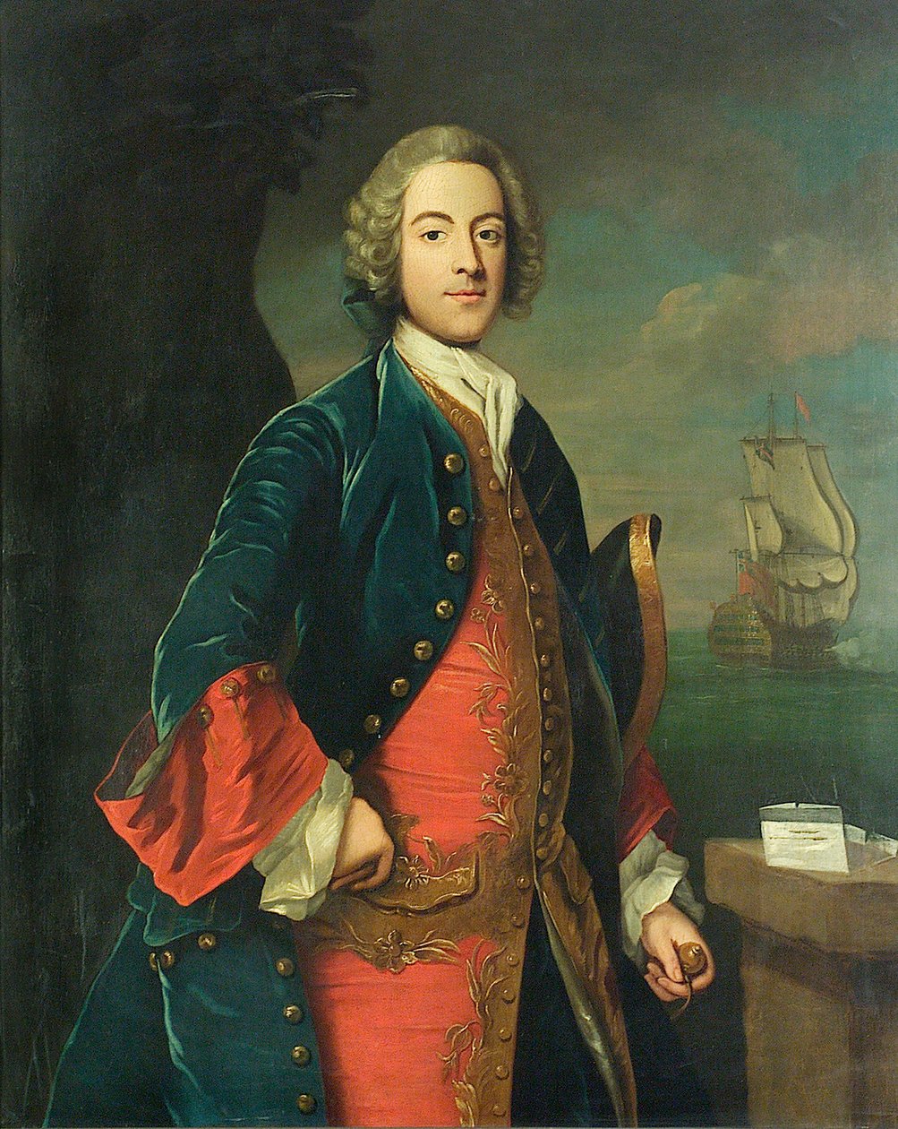 Muotokuva merivoimien upseerista, noin 1730-40 (öljy kankaalle). tekijältä British School