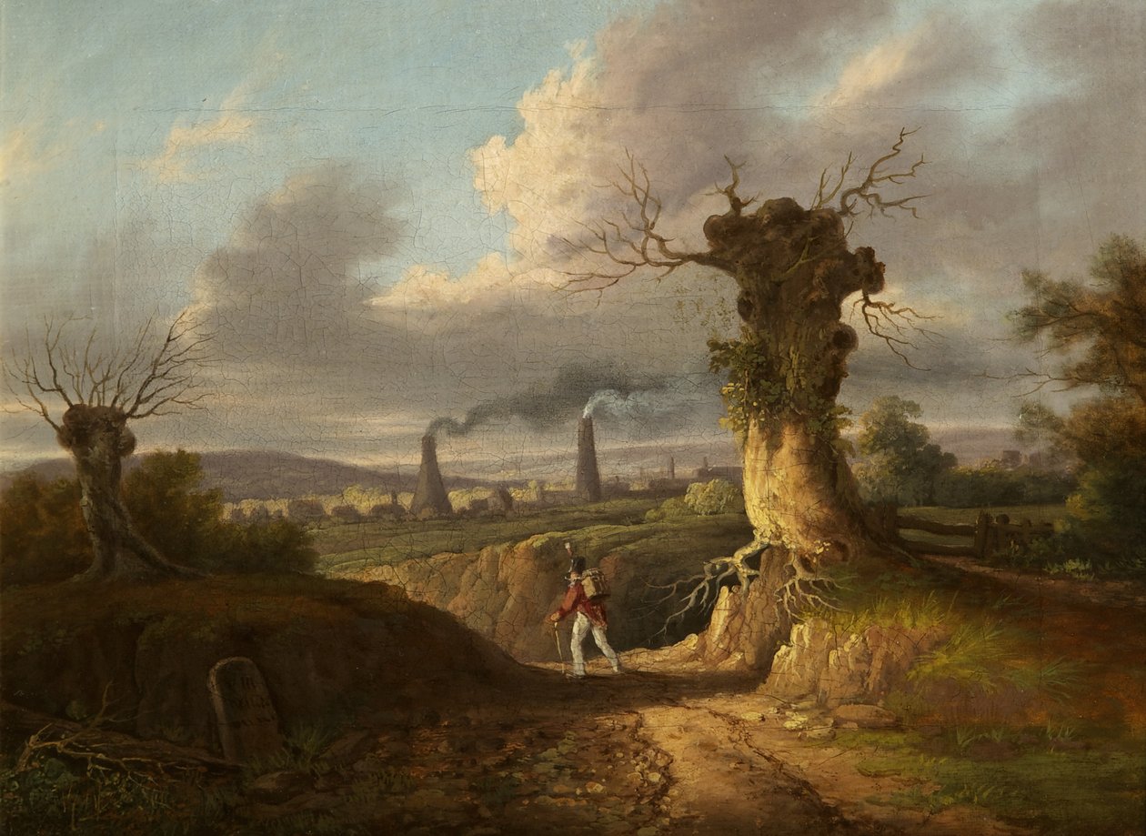 The Old Glass Works, Nailsea, n. 1810 (öljy kankaalle) tekijältä British School