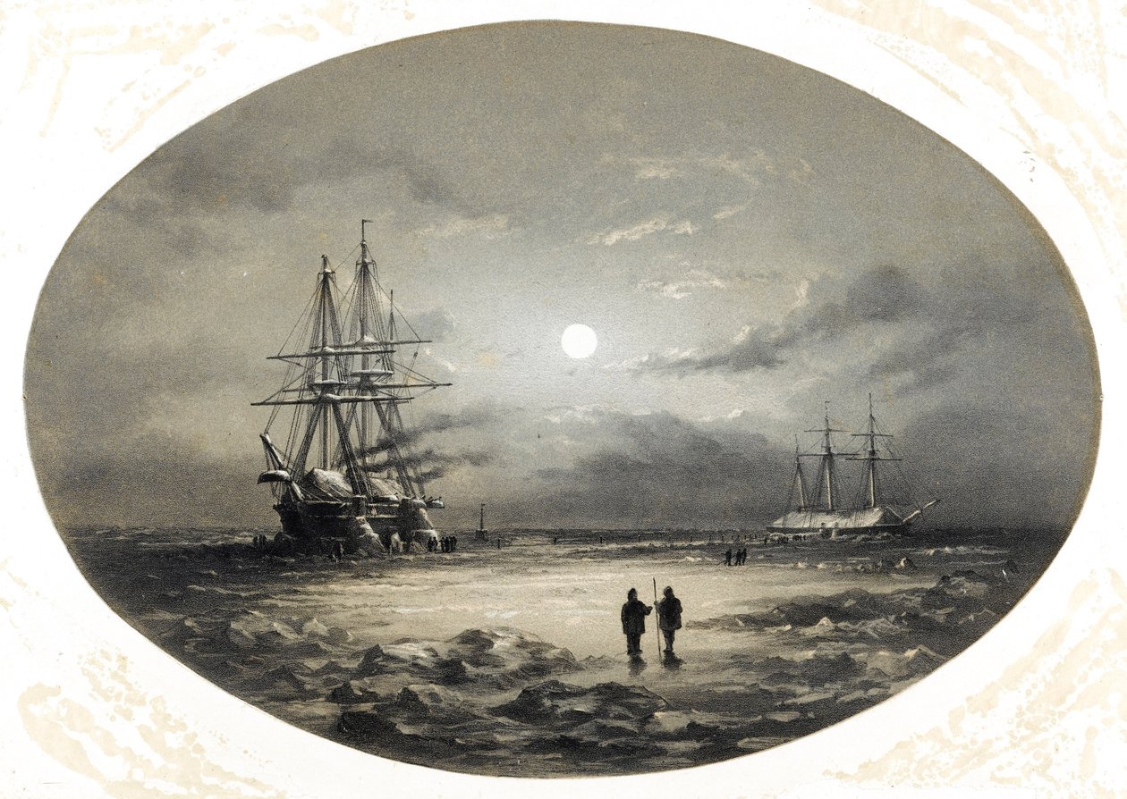 HMS "Resolute" ja "Intrepid" -alusten tilanne Jäämerellä. tekijältä British School