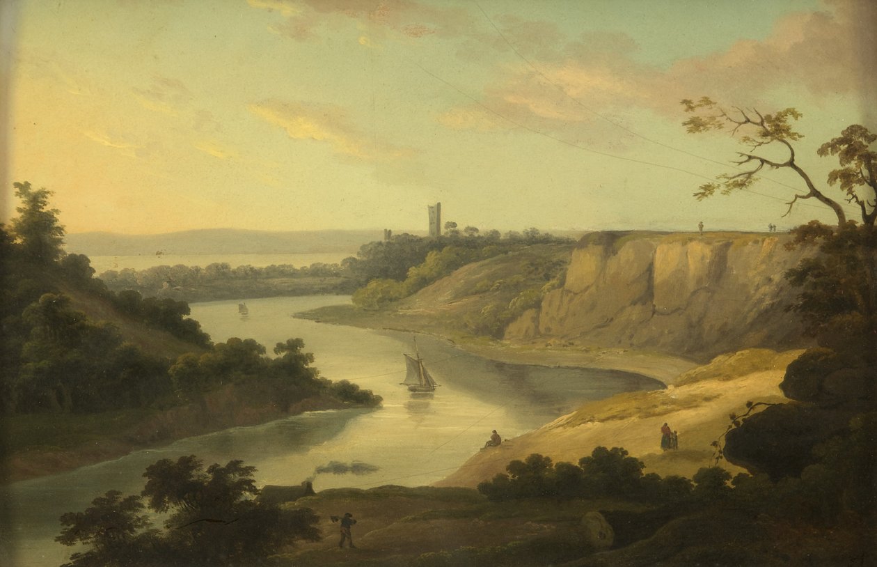 View Over the Avon, c. 1800-10 (öljy paneelissa) tekijältä British School