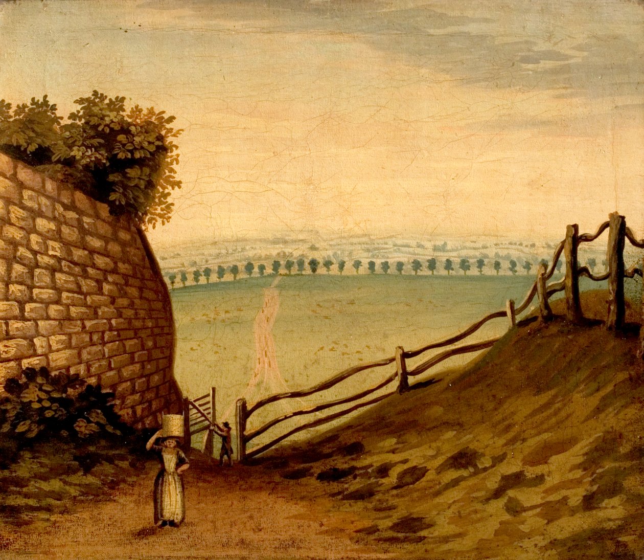 Näkymä Lentoniin johtavalta kävelytieltä Nottingham Parkin poikki, n. 1795 tekijältä British School