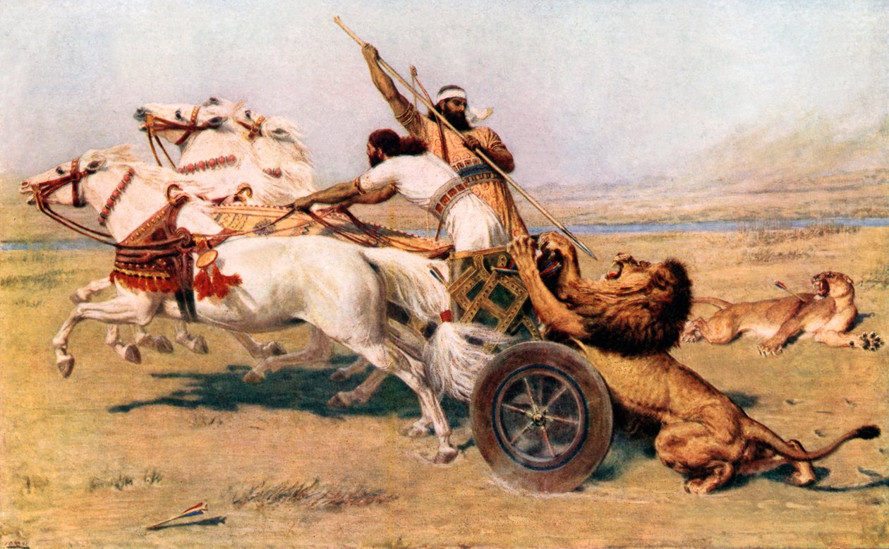 Nimrod, mahtava metsästäjä (värilitografia) tekijältä Briton (after) Riviere