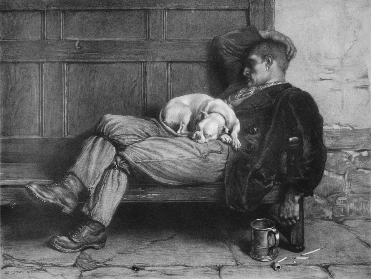 Anna nukkuvien koirien valehdella!, 1880, 1912 tekijältä Briton Riviere