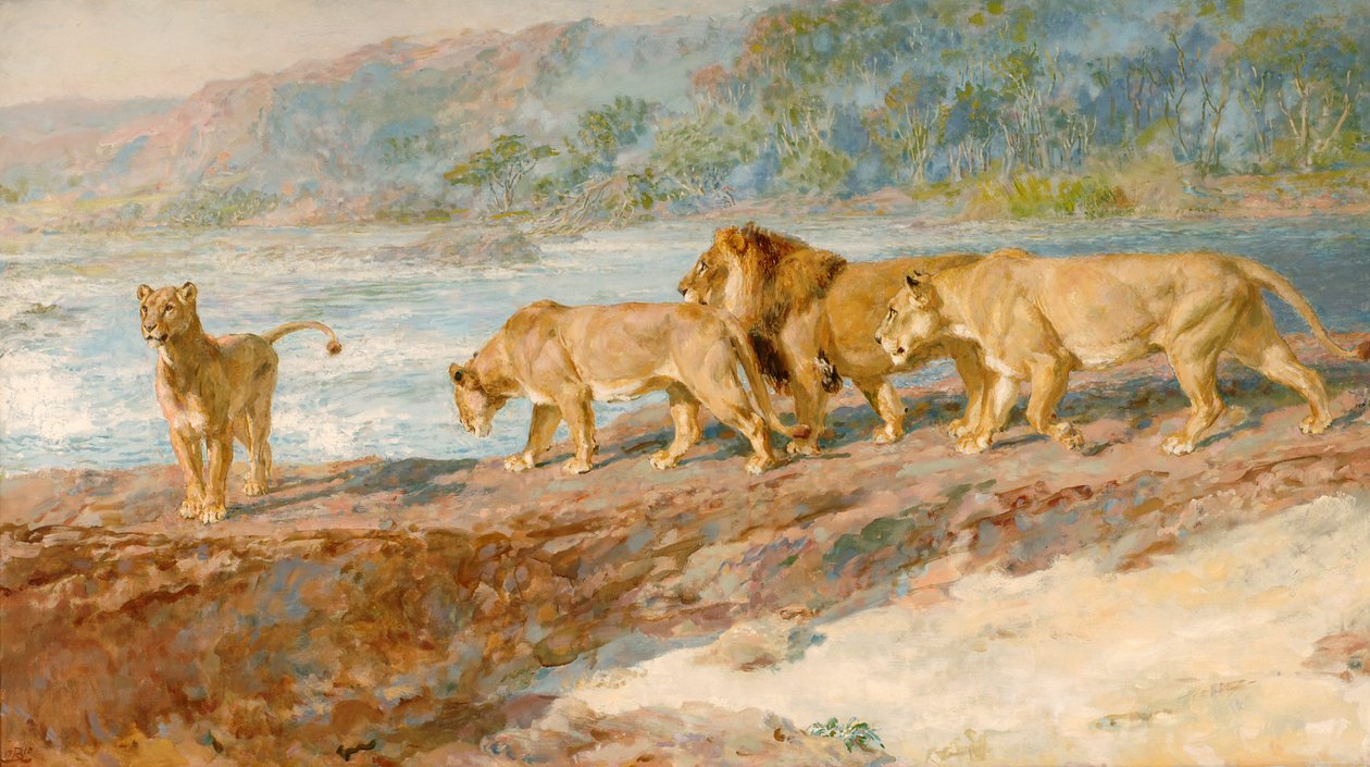 "Afrikan joen rannalla", 1918 tekijältä Briton Riviere