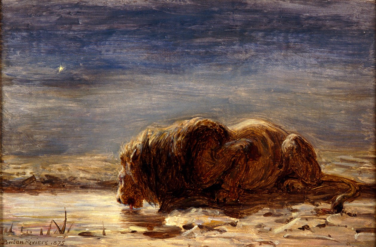Kuningas juo, 1875 tekijältä Briton Riviere