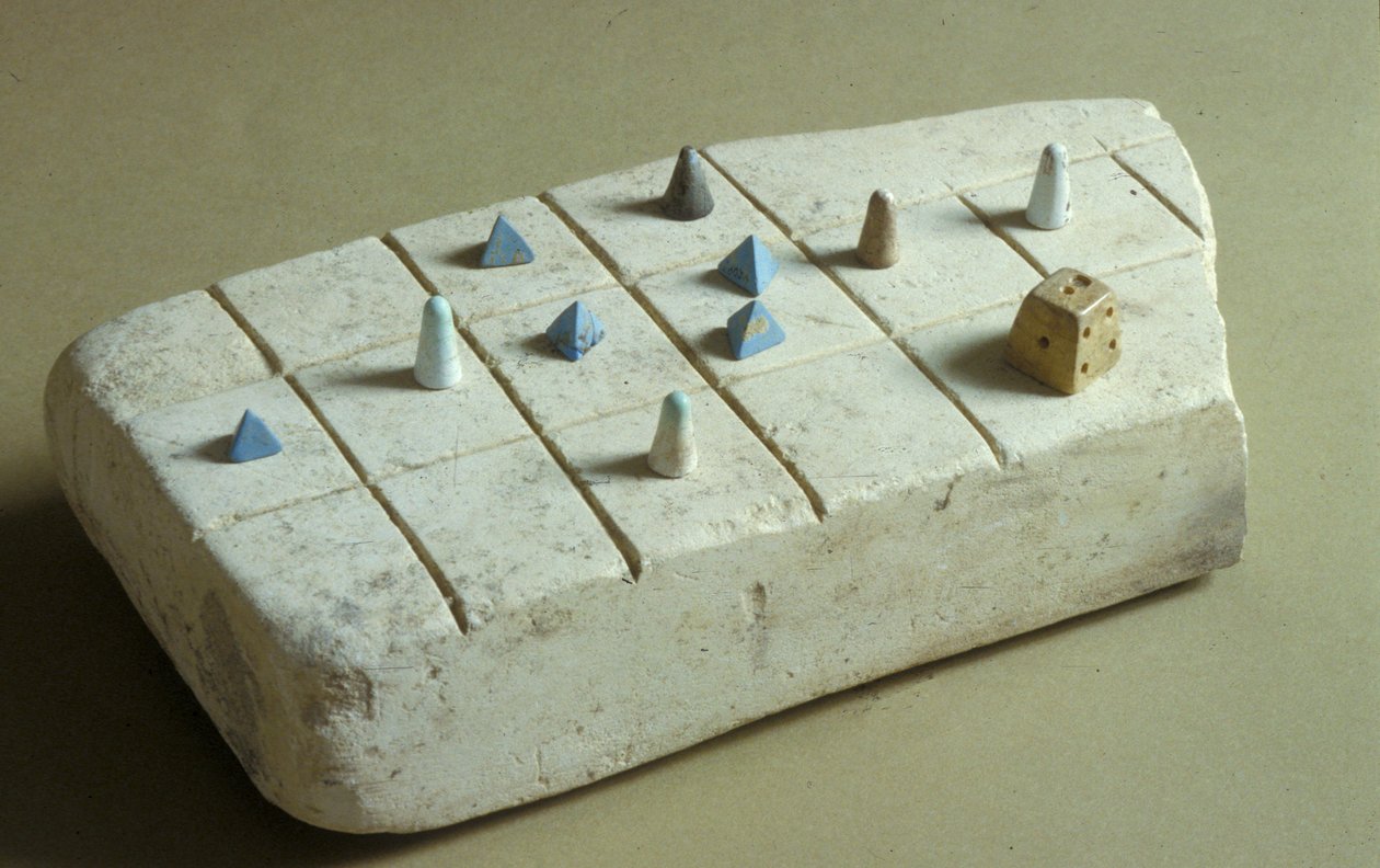 Pelilauta pelinappuloilla, Tell Beit Mirsim, Jordania, n. 1200 eKr. (kalkkikivi) tekijältä Bronze Age