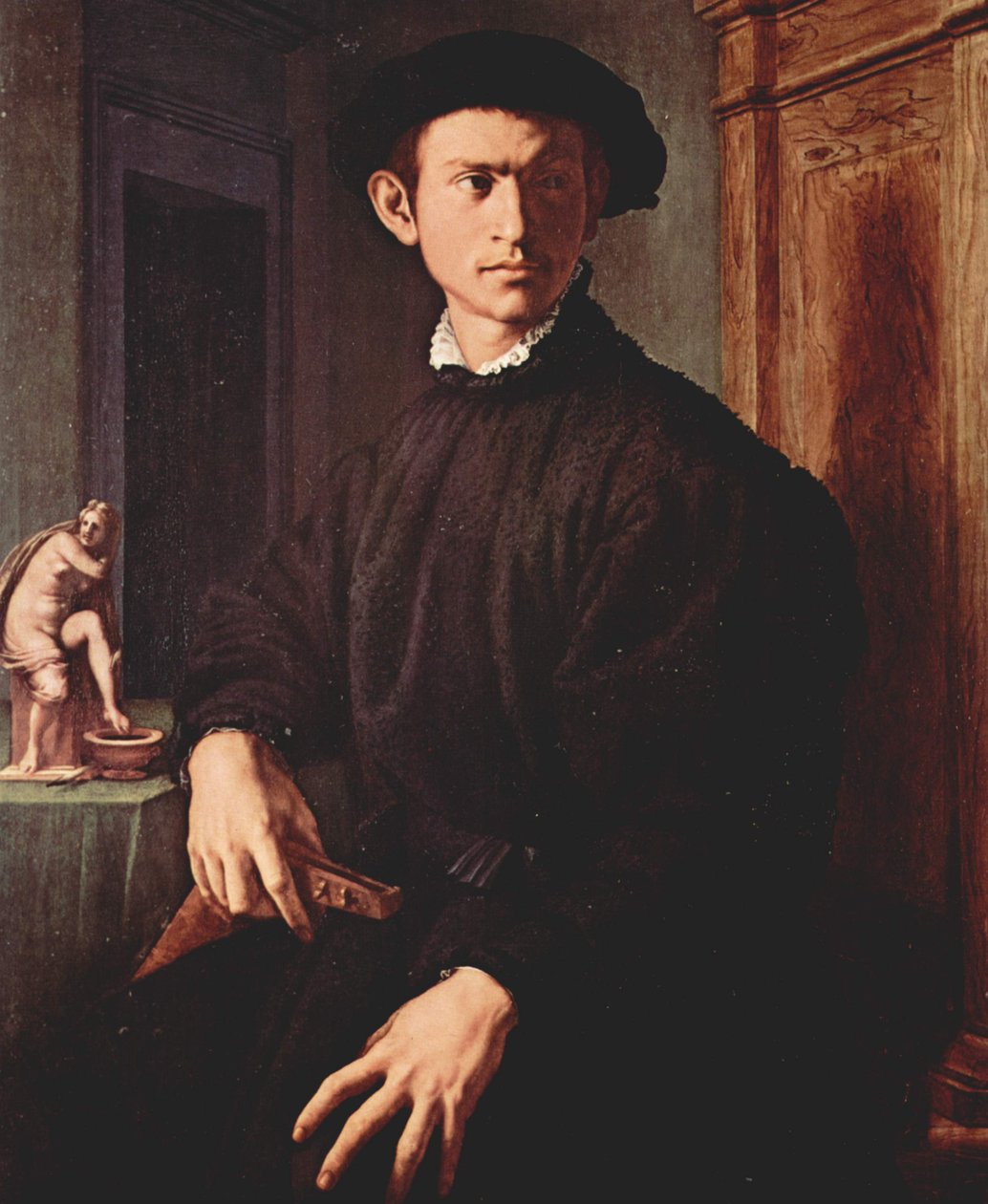 Porträt eines jungen Mannes mit Laute tekijältä Agnolo Bronzino