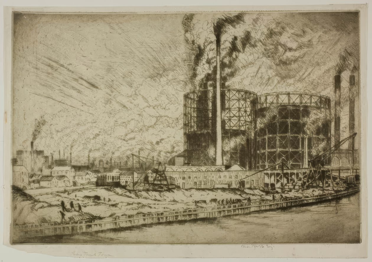 Chicago – Gas Tank Town, 29th St. ja River tekijältä Bror Julius Olsson Nordfeldt