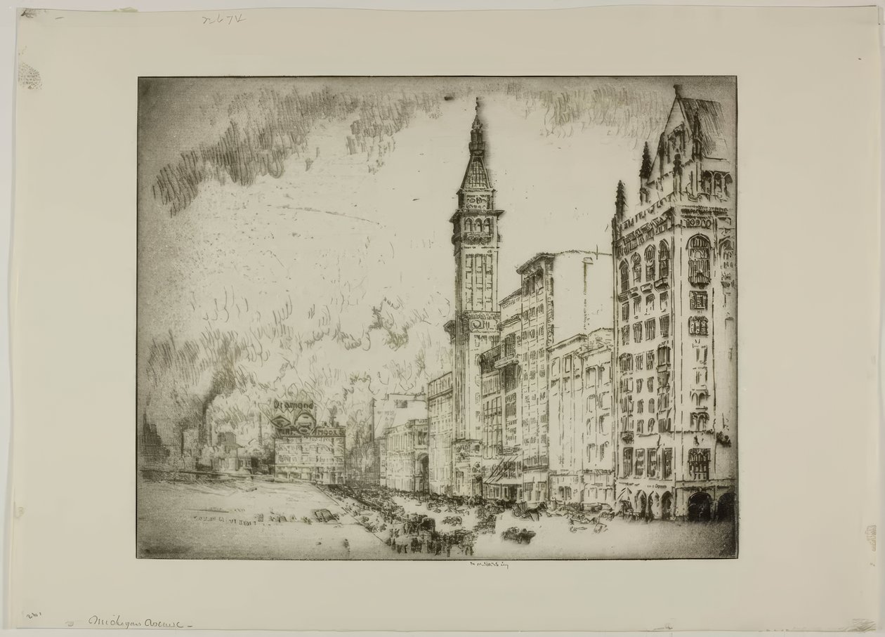 Chicago – Michigan Avenue tekijältä Bror Julius Olsson Nordfeldt