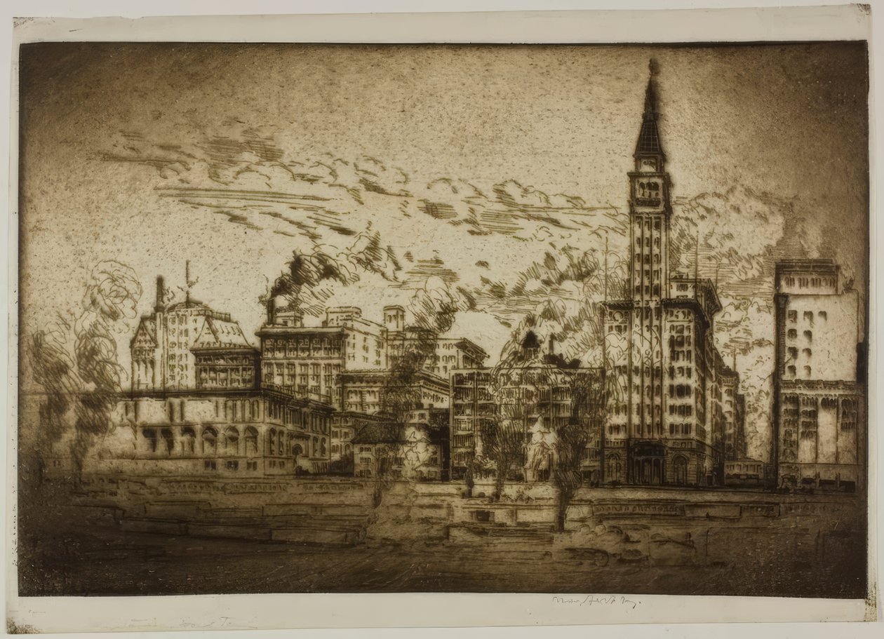 Chicago - Montgomery Ward Tower tekijältä Bror Julius Olsson Nordfeldt