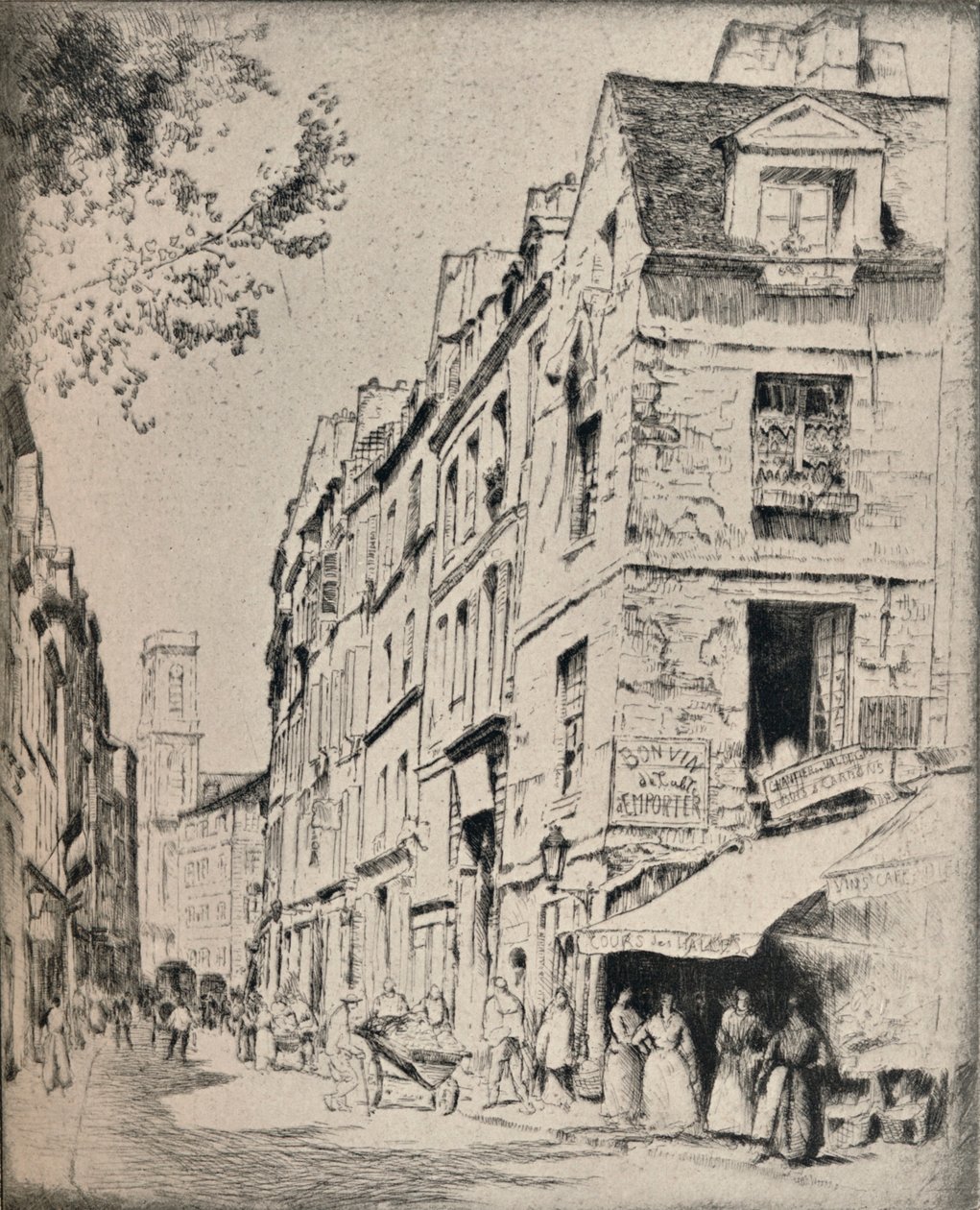 Hallesin sisäpiha, Rue St Jacques, 1915 tekijältä Bror Julius Olsson Nordfeldt