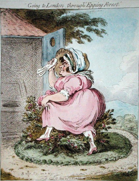 Matka Lontooseen Epping Forestin kautta, kaivertanut James Gillray (1757-1815), julkaissut Hannah Humphrey vuonna 1802 (käsinvärinen etsaus) tekijältä Brownlow (after) North