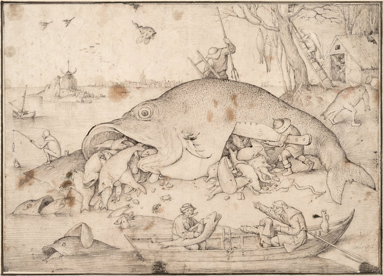 Isot kalat syövät pieniä kaloja, 1556 tekijältä Bruegel