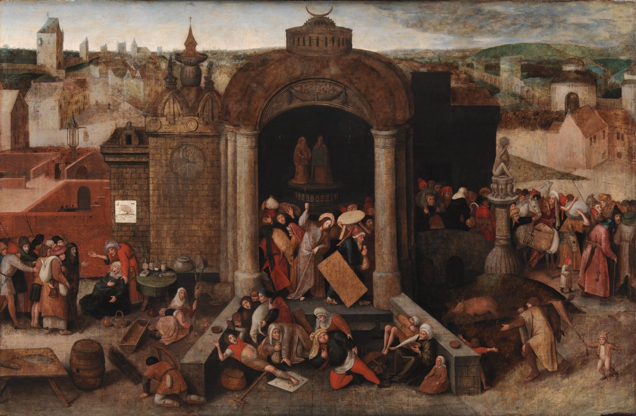Kristus ajoi kauppiaita temppelistä vuoden 1569 jälkeen tekijältä Bruegel