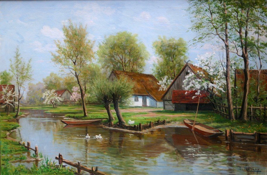 Kanal im Spreewald im Fruhlingn tekijältä Bruno Moras