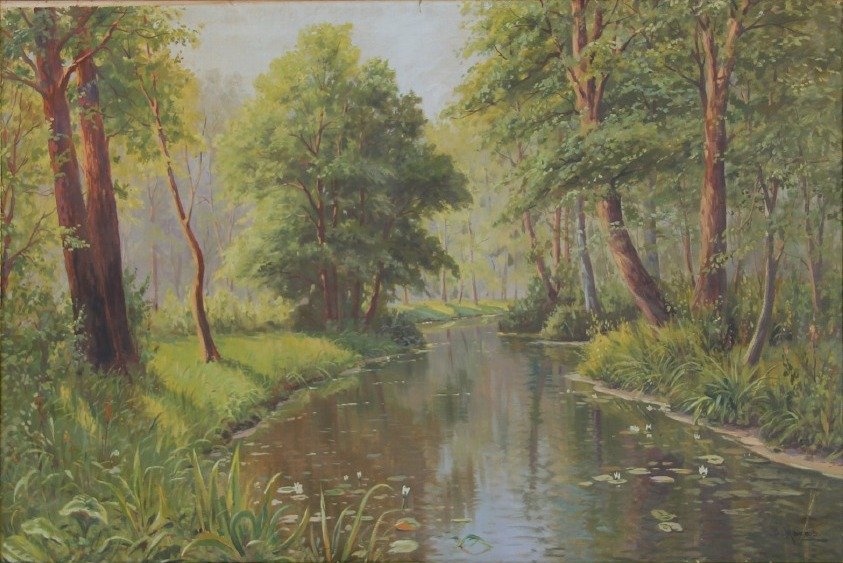 Waldlandschaft mit Flussn tekijältä Bruno Moras