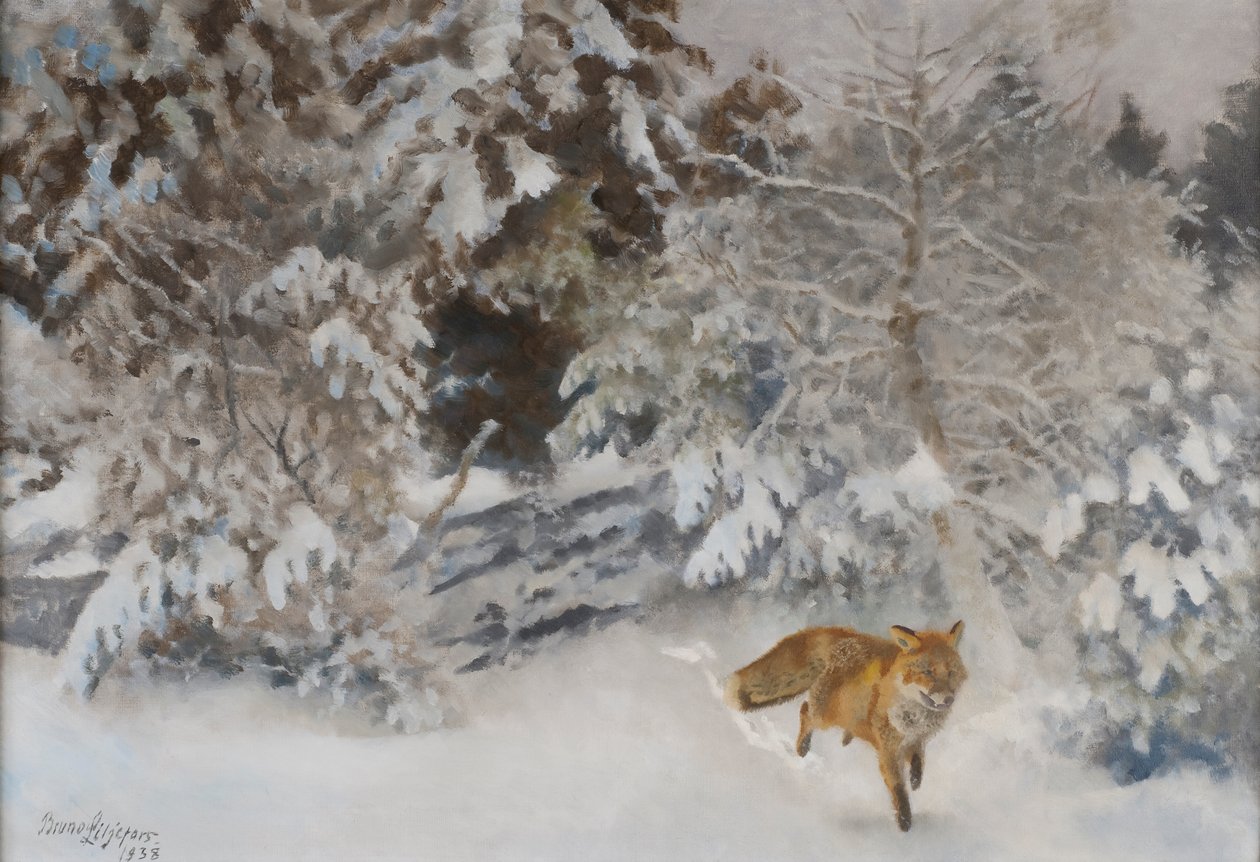 Kettu talvimaisemassa, 1938 tekijältä Bruno Andreas Liljefors