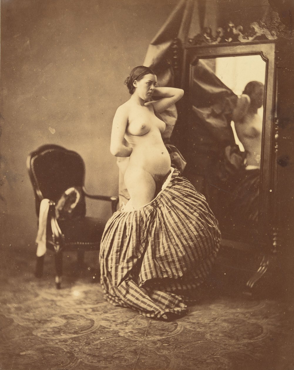 [Alasti ennen peiliä], n. 1857. tekijältä Bruno Braquehais