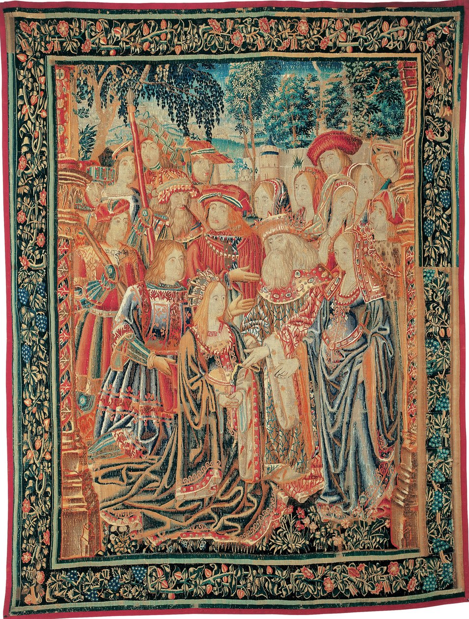 Troijan tarina. Helenan anteeksiantamus, n. 1520 tekijältä Brussels Manufactory