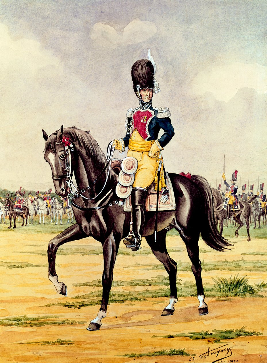 Anne Savary, Rovigon herttua, Katsaus santarmijoukkoihin vuonna 1801, 1932 (wc paperilla) tekijältä Bucquoy