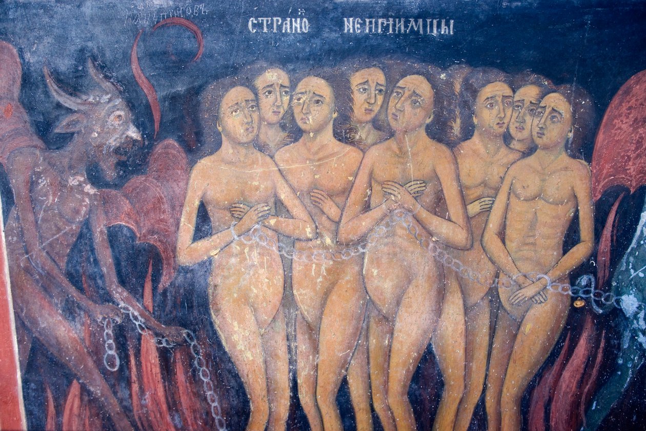 Bulgaria, Rilan luostari, Neitsyt Marian syntymän kirkon fresko tekijältä Bulgarian School