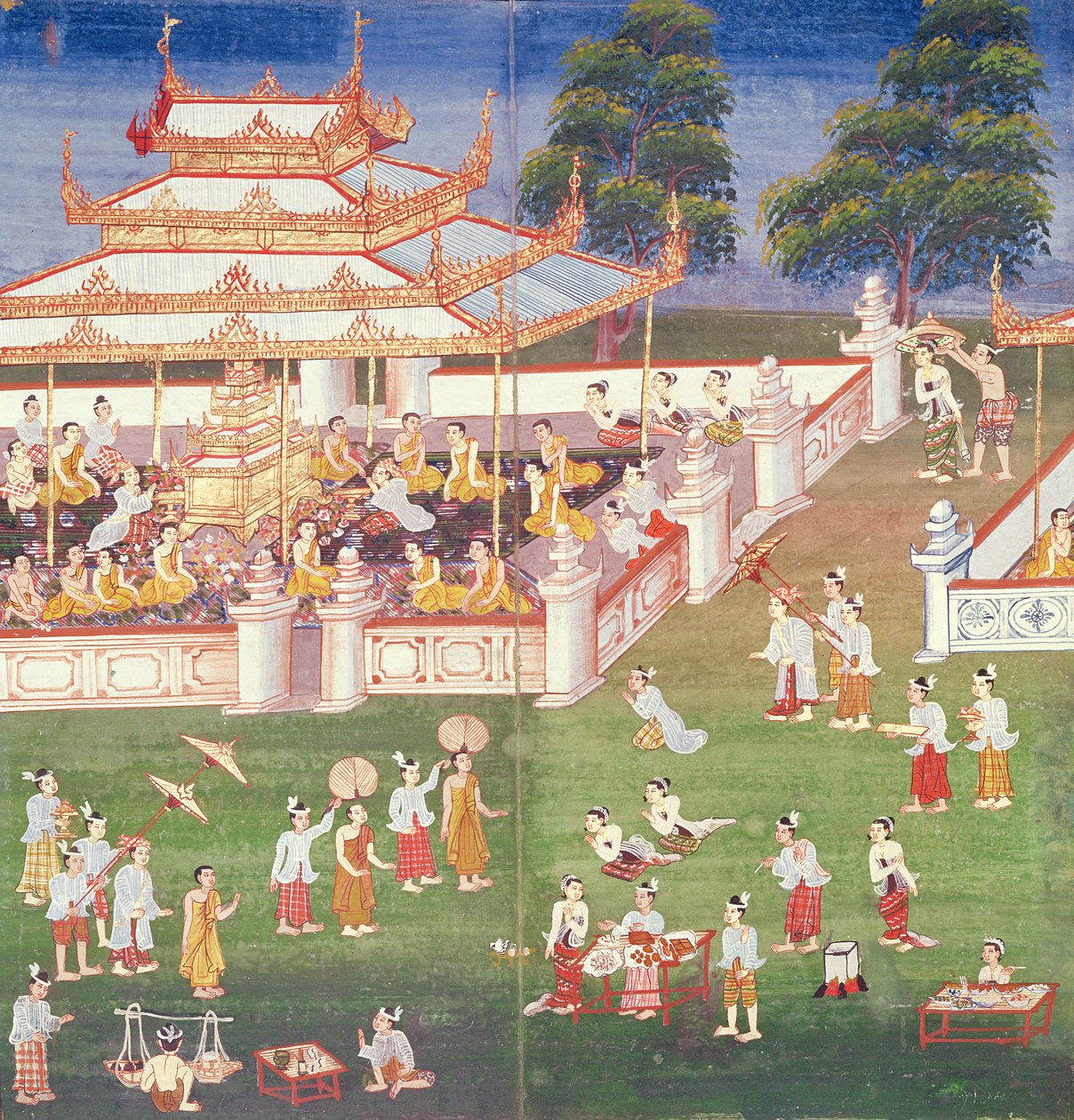 Ma 565 Munkit vuosikokouksessaan kesäkuussa Mandalayssa, Nimi Jatakasta, 1869. tekijältä Burmese School