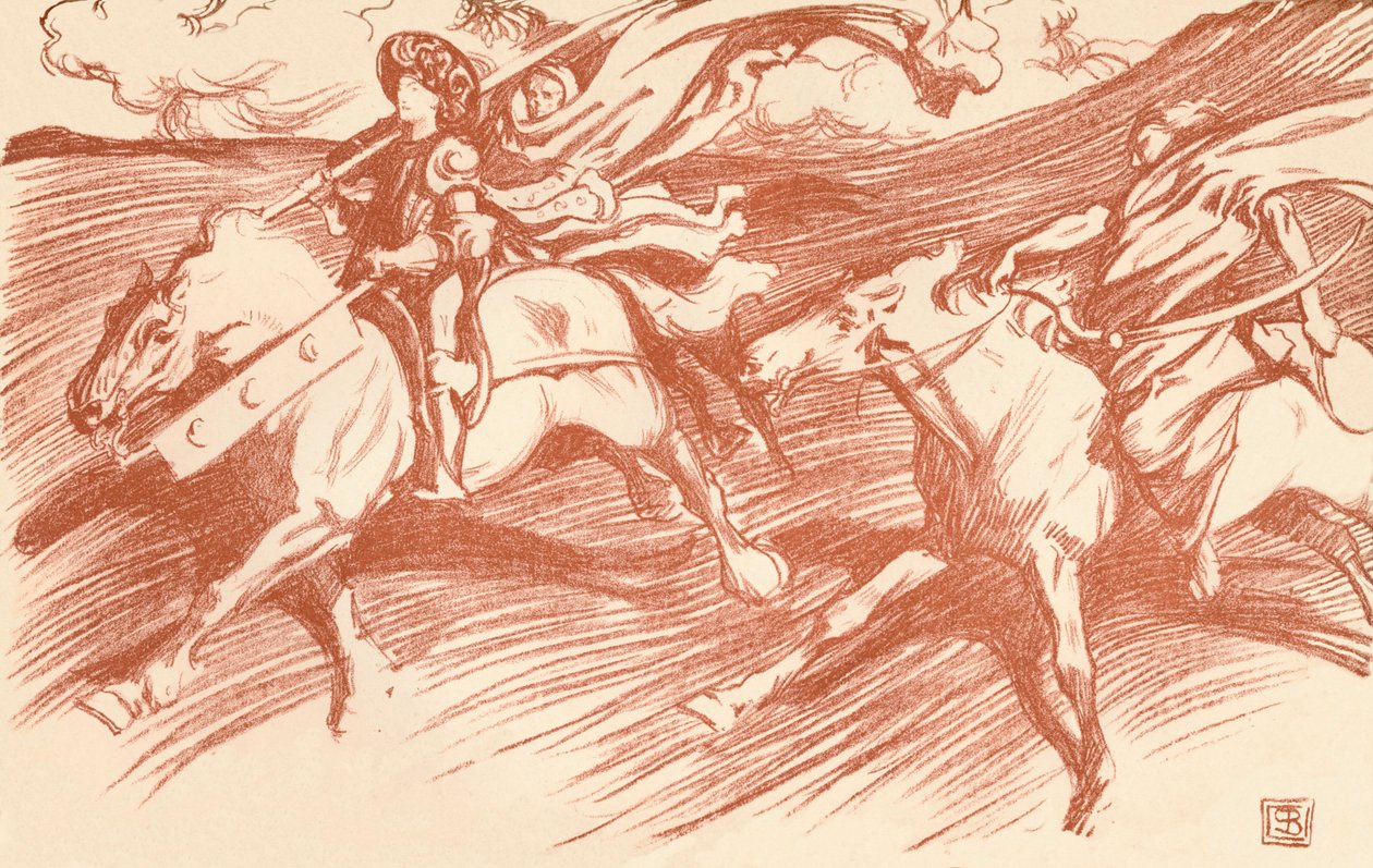"Ritari ja hänen seuralaisensa", c1898 tekijältä Byam Shaw