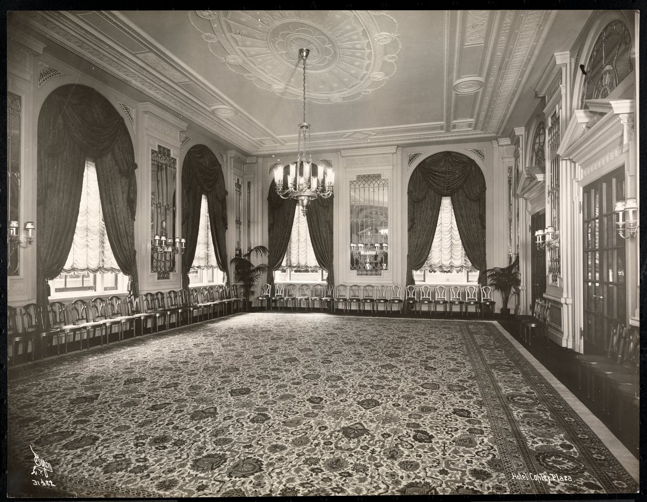 Copley Plaza -hotellin juhlasali, Boston, 1912 tai 1913 (hopeagelatiiniprintti) tekijältä Byron Company