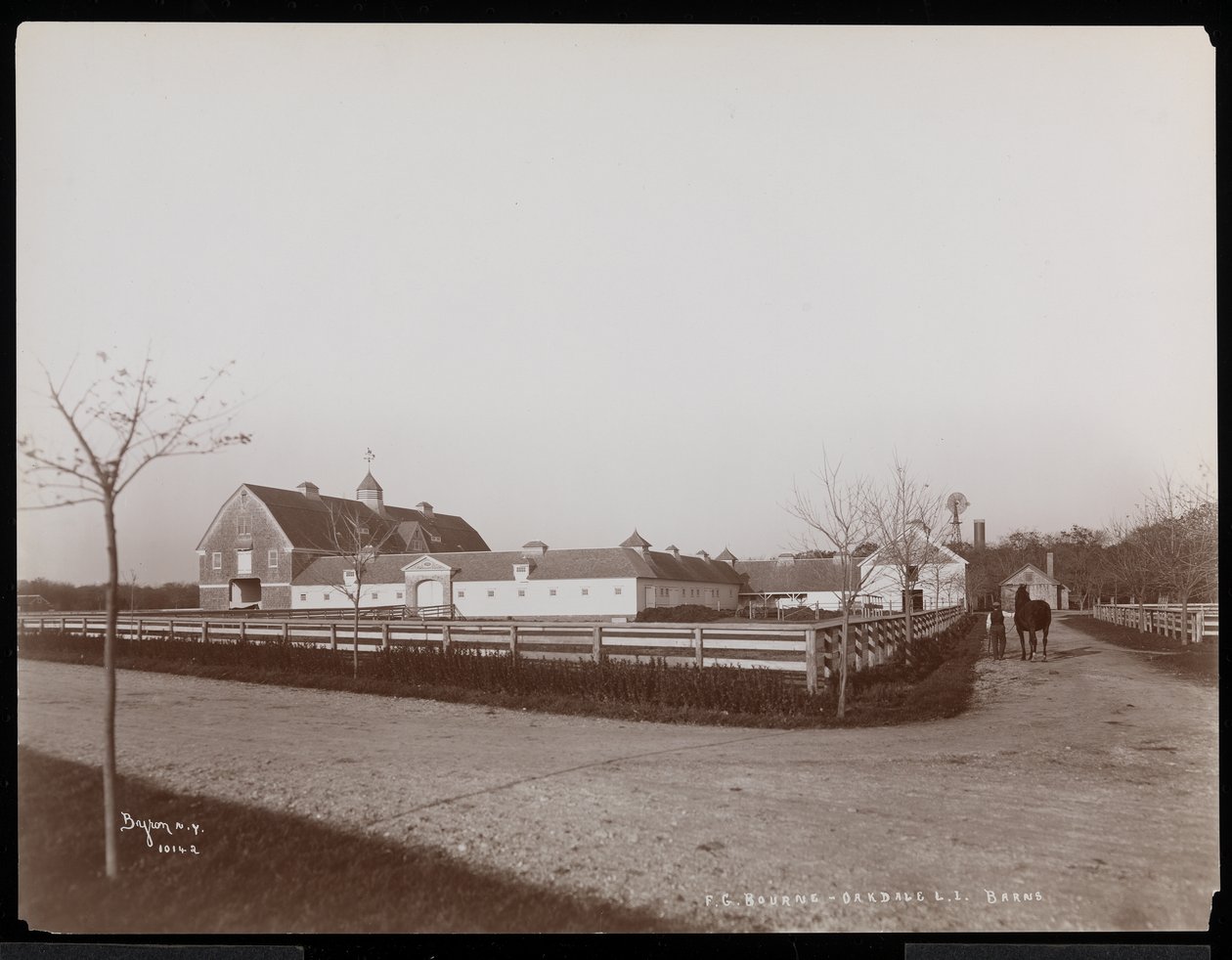 F.G. Bournen tilan ladot Oakdalessa, Long Islandilla, New Yorkissa, 1900 (hopeagelatiinivedos). tekijältä Byron Company