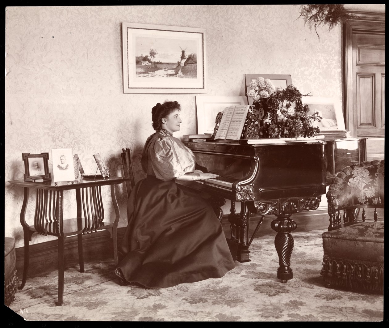 Madame Frances Saville kotona, 1895 (hopeagelatiinivedos) tekijältä Byron Company
