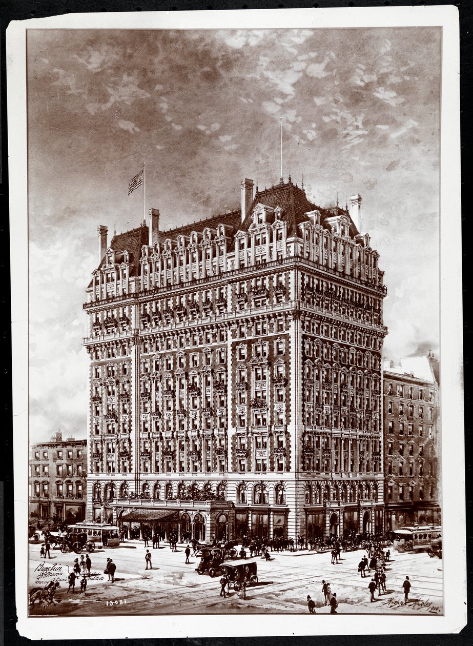 Hughson Frederick Hawleyn (1850-1936) valokuva piirroksesta Hotel Knickerbockerista, South East Corner, 42nd Street ja Broadway, New York, 1900, painettu vuonna 1902. tekijältä Byron Company