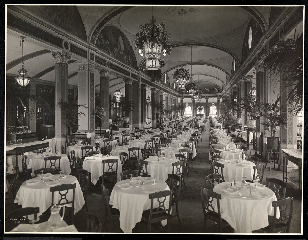 Kattopuutarharavintola Hotel Pennsylvaniassa, 1919 (hopeagelatiiniprintti) tekijältä Byron Company
