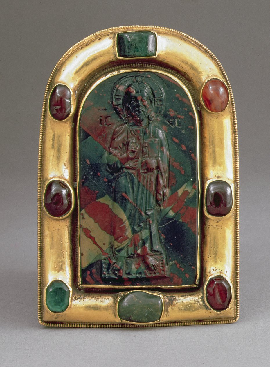 Kristuksen Cameo antaa siunauksen (jaspis, kulta ja jalokivet) tekijältä Byzantine