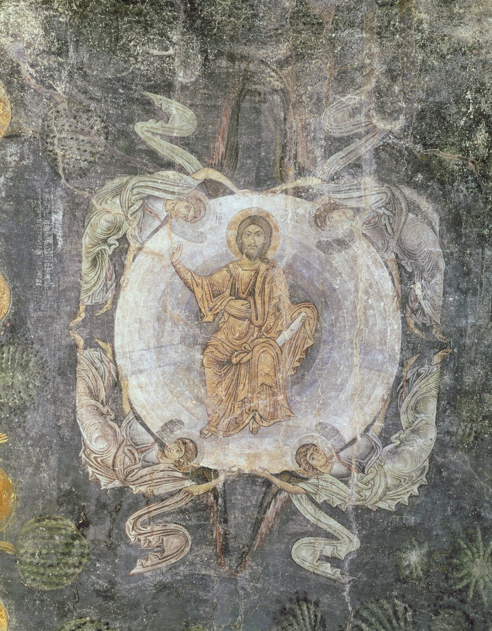 Kristus Majesteetissa neljän enkelin ympäröimänä, kattomaalaus, 1000-1300-luku tekijältä Byzantine
