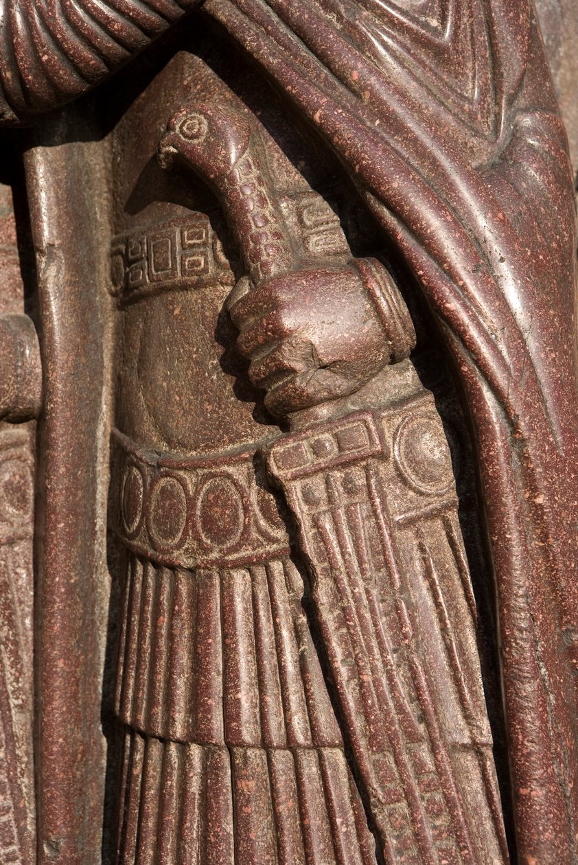 Yksityiskohta muotokuvasta Neljän tetraarhin muotokuva, noin 300 (Porfyyri). tekijältä Byzantine