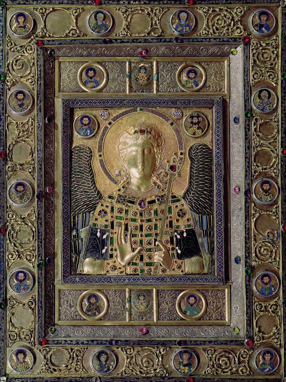 Arkkienkeli Mikaelia 1000-1100-luvuilla kuvaava ikoni (kulta ja hopea upotettu jalokivillä) tekijältä Byzantine